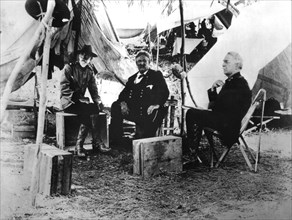 Miles, Shafter and Wheeler at the conference during the siege of Santiago de Cuba (1898)
