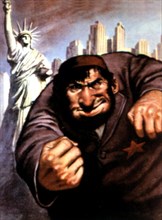 Dessin de Boccasile, affiche de propagande fasciste antisémite et antiaméricaine (1943)