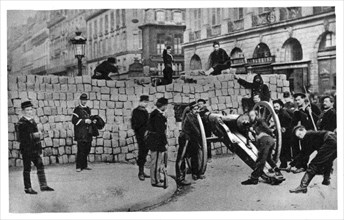 The Paris Commune, barricade in the rue de la Paix