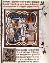 Grandes chroniques de France. Attaque du marché de Meaux et mort du maire Jean Soulag (1358) pendant la Jacquerie