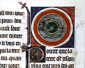 Miniature de Gossouin de Metz (1245). Image du monde : la terre, centre du monde