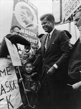 Anchorage, Alaska. John Kennedy receiving a warm welcome during his election campaign