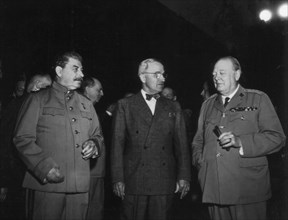 Conférence de Potsdam. Truman, Staline et Churchill