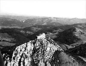 Castle of Montségur, one of the last fortresses of the Cathars, at the time of the Albigensian crusade