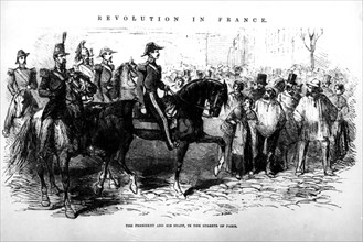 Le président Louis Napoléon Bonaparte parcourant les rues de Paris, avec son état major, après son coup d'état
