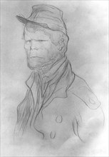 Dessin de Gustave Doré. Portrait d'un garde national