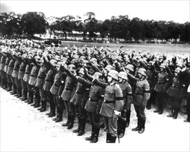 August 1934, the Reichswehr pledging loyalty to Hitler after the death of Hindenburg