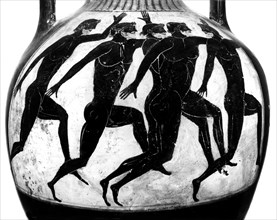 Attic style. Detail of an amphora: palestra scene