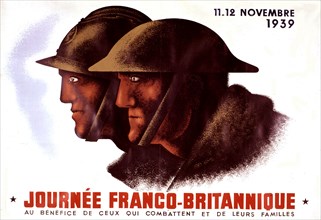 Affiche éditée à l'occasion de la journée franco-britannique, au bénéfice des combattants et de leurs familles