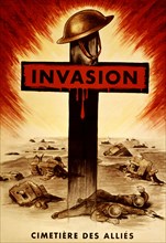 Affiche éditée à l'occasion de la journée franco-britannique. "Invasion, Cimetière des alliés"