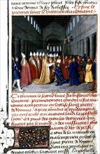 Jean Fouquet. Chroniques de Saint-Denis. Couronnement de Charlemagne le jour de Noël 800, en l'église Saint-Pierre de Rome.