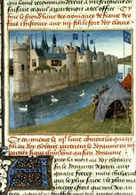 Miniature by Jean Fouquet. Chronicles of Saint Denis. Death of Clotaire I, king of the Franks (561)