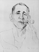 Dessin de Rudolf Schlichter. Portrait de Bertolt Brecht