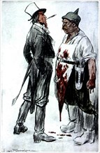 Anti-German satirical cartoon by Louis Raemekers: 'The butcher' ( )