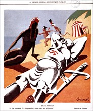 Caricature de Chancel. Flirt de la France avec l'Allemagne (1934)