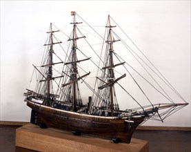 Scale model of Charcot's ship 'Le Français', for his South pole expedition