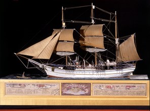 Scale model made by Jean de la Varende for the 'Pourquoi pas?', the ship Charcot traveled on during his expedition to the Antarctic