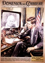 J.F. Kennedy and Khrushchev on the cover of 'Domenica del Corriere' dated May 27, 1962