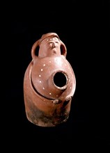 Anthropomorphic vase for salt storage. Inlaid terracotta