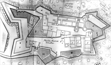 Plan du château d'Exilles où fut incarcéré le Masque de fer