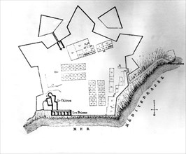 Plan du Fort royal de l'île Sainte-Marguerite où fut incarcéré le masque de fer
