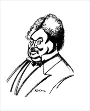 Caricature by Kelen, Portrait of Alexandre Dumas, père