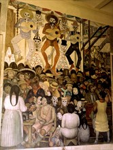 Fresque de Diego Rivera : Le jour de la fête des morts