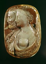 Camée. Profil d'Alfonse II, duc de Ferrare, et Lucrèce de Médicis, sa femme.