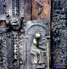 Detail of the bronze gate at San Zeno