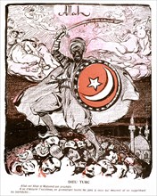 Caricature, Le dieu turc, allusion au sultan Abdul-Hamid