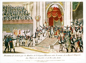 Anonyme, Les membres de la Légion d'honneur prêtent serment devant l'empereur Napoléon