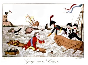 Caricature anonyme, "Le roi George III d'Angleterre aux abois"