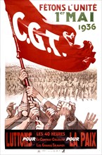 Affiche de la C.G.T. appelant à la manifestation du 1er mai 1936
