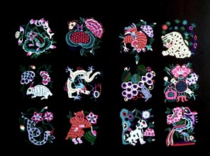 Chinese bestiary made of colour paper