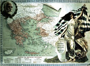 Carte de la "Grande Grèce" de Venizelos (1864-1936)