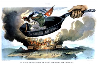 Caricature, North American intervention in Cuba