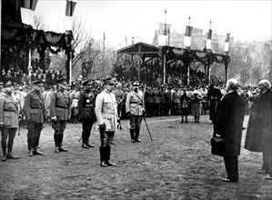 French President Poincaré giving the Marshal's baton to Marshal Pétain