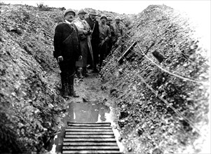 French journalists in a trench near the Fortress of Vaux