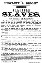 Affiche annonçant une vente d'esclaves