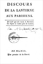 1ère page du "Discours de la lanterne" par Camille Desmoulins