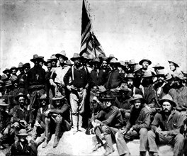 Theodore Roosevelt (1858-1919) and his rangers on San Juan Hill
