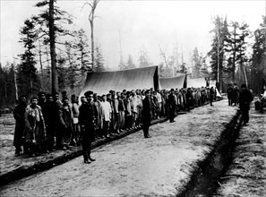 Photo by W.H. Jackson. Siberia. Line of deported workers