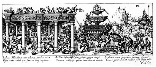 Gravure de Théodore de Bry. La fontaine de jouvence