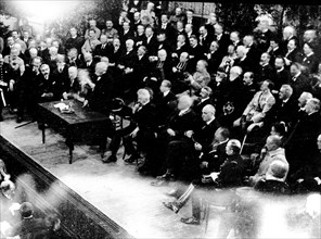 Clemenceau delivering a speech at the Palais des fêtes in Strasbourg