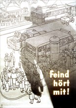 Affiche allemande mettant la population en garde contre les espions