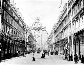 The Castiglione street decorated for the visit of Edouard VII in Paris