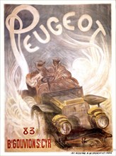 Affiche publicitaire de G. de Burgull pour l'automobile Peugeot
