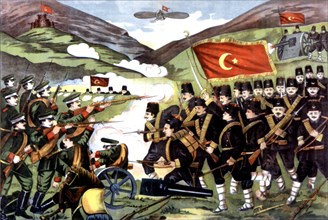 Attack of the Ottomans after the battle of Shatalja, near Istanbul (1913)