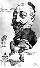 Caricature d'Anatole France se moquant de l'Institut