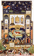 Persian manuscript, Death of a princess among her ladies-in-waiting